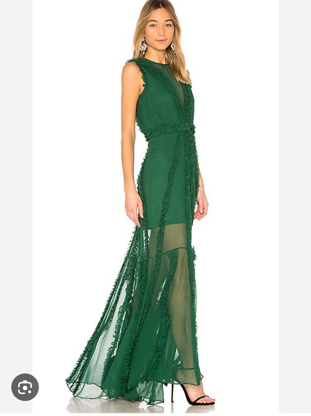 Alexis Emerald Green Ruffle-Trim Maxi Dress